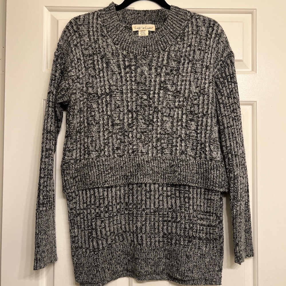 Lost in Lunar Gray Sweater | Faux Layered Look